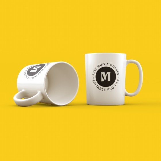 Mug Logo Mockup PSD Material for Custom Coffee Mug Design Presentation